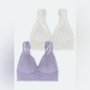 NWT Lace Bralette Set in White and Lavender